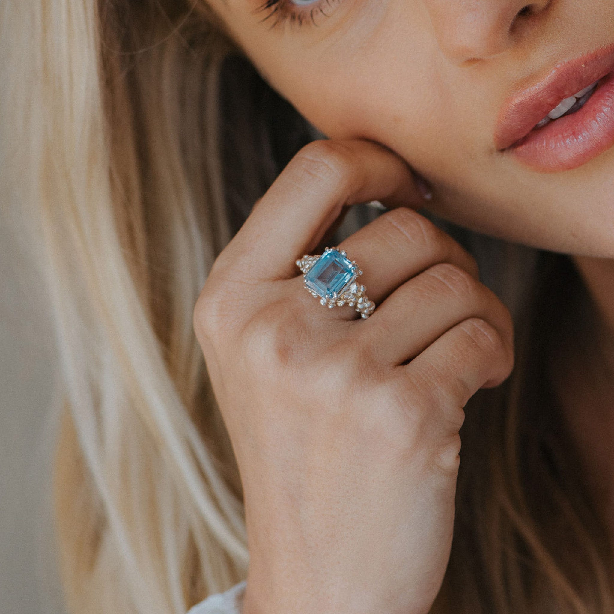 Silver Sky Blue Topaz Ring - Aurelia Dainty London