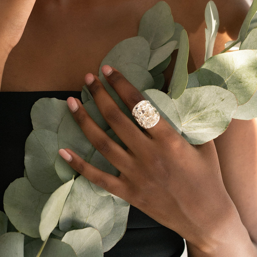Silver Statement Saddle Ring - Hemera Dainty London