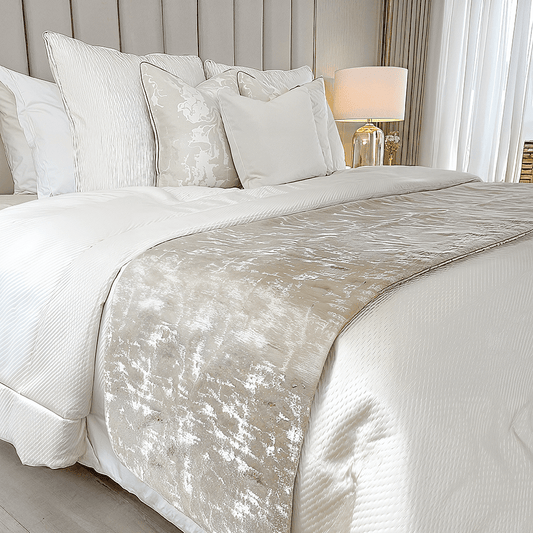 Tiana Cream & Gold Abstract Print Bed Runner - Rosey's Creations