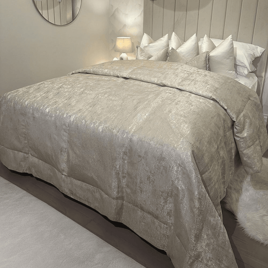 Tiana Cream & Gold Abstract Print Bedspread - Rosey's Creations