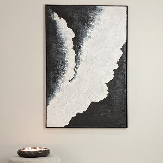 Tilford Monochrome Beach Waves Textured Canvas Wall Art - Rosey's Creations