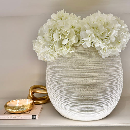 Tranquillity Large Neutral Round Textured Planter - Rosey's Creations