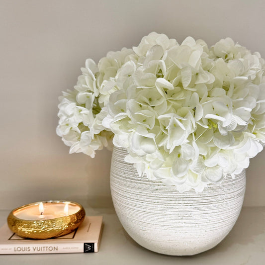 Tranquillity Medium Neutral Round Textured Planter - Rosey's Creations