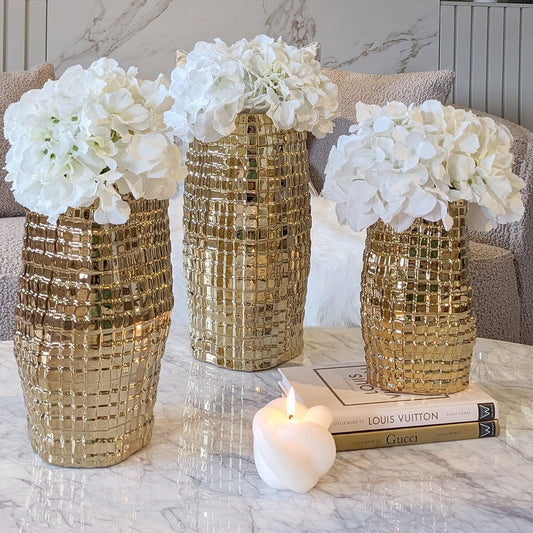 Vieste Gold Abstract Vases - Set of 3 - Rosey's Creations