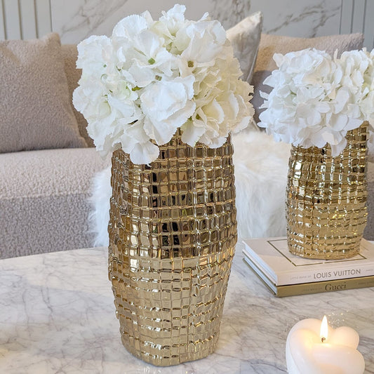 Vieste Large Gold Abstract Vase - Rosey's Creations