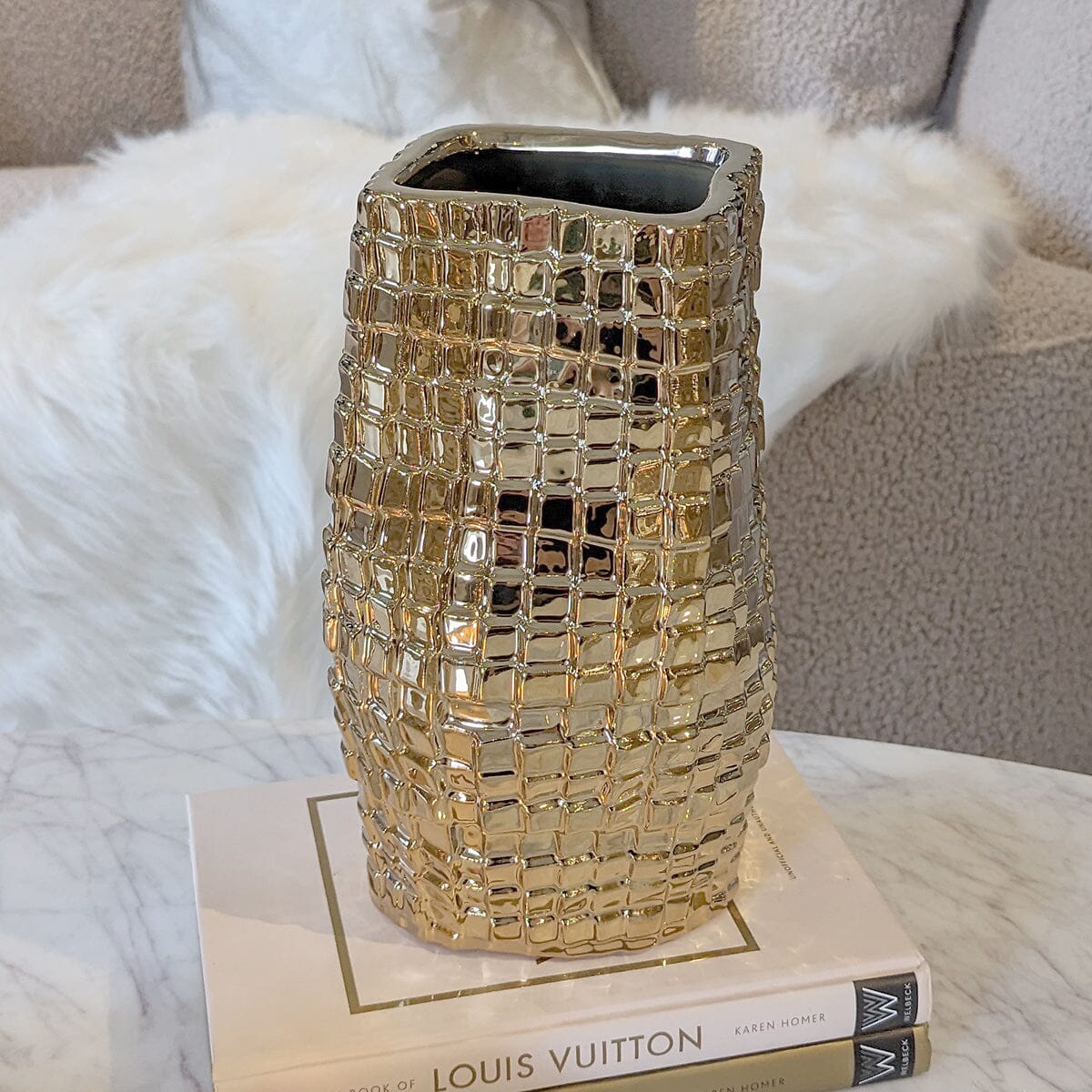 Vieste Medium Gold Abstract Vase - Rosey's Creations
