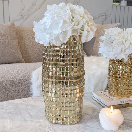 Vieste Tall Gold Abstract Vase - Rosey's Creations