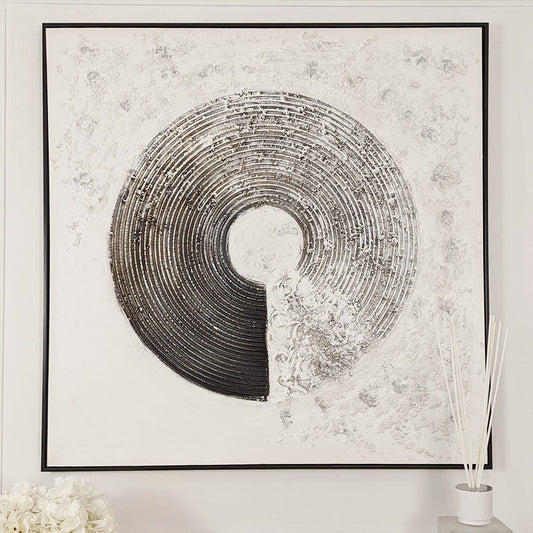Westborne Monochrome Spiral Textured Canvas Wall Art - Rosey's Creations