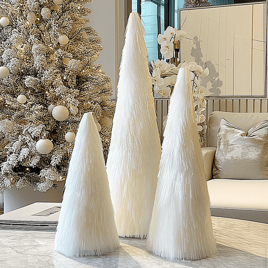 White Decorative Christmas Tree Ornaments - Set of 3 - Rosey's Creations