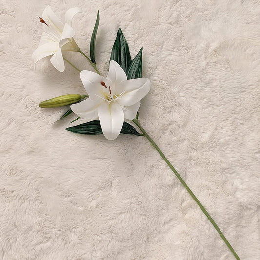 White Faux Lily Single Stem Flower - Rosey's Creations