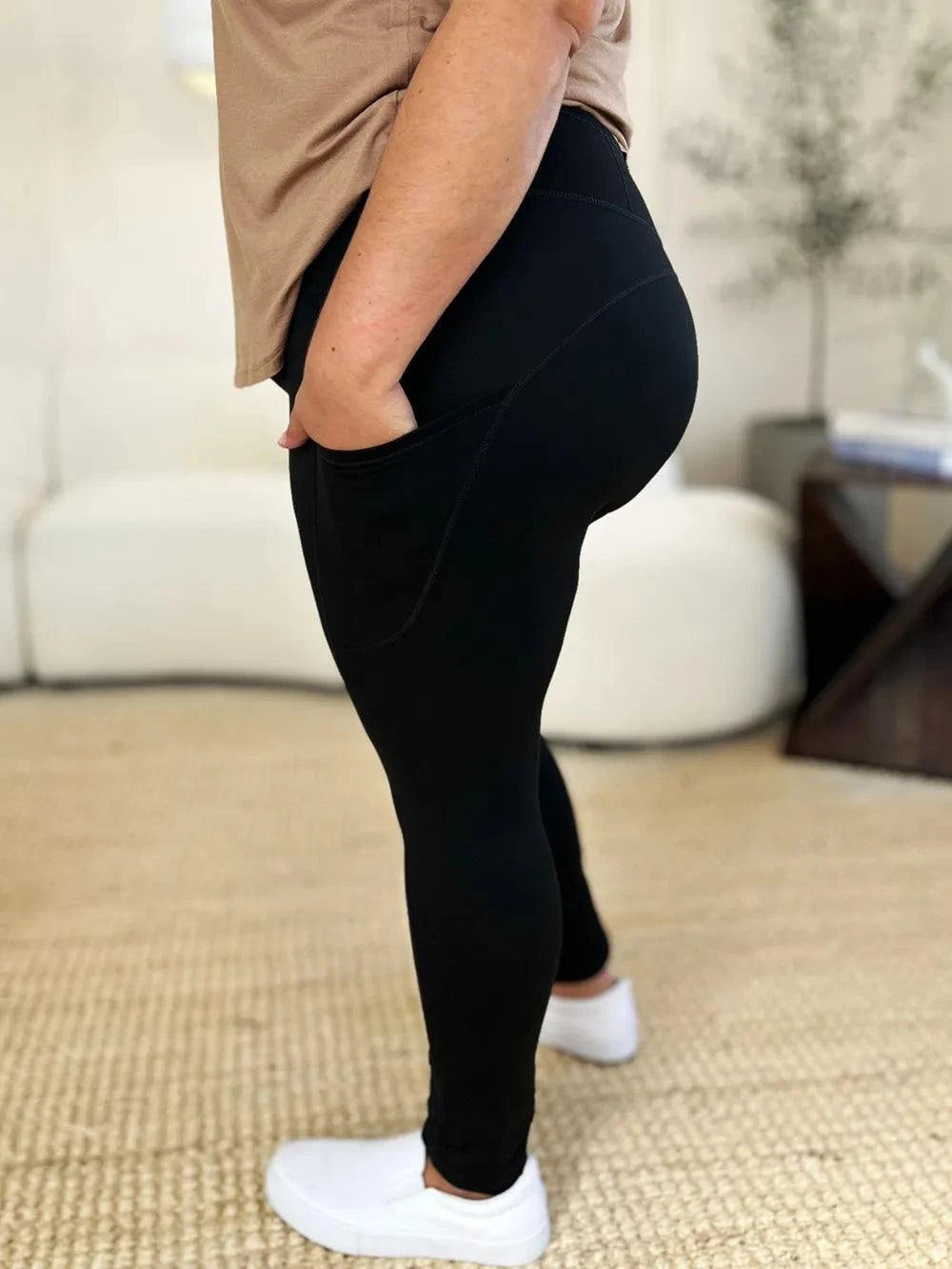 Wide Waistband Sports Leggings - Rosey's Creations