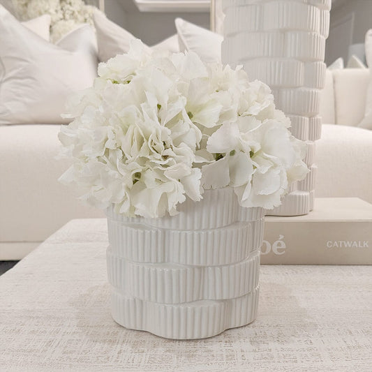 Willow White Ribbed Ceramic Planter - Rosey's Creations