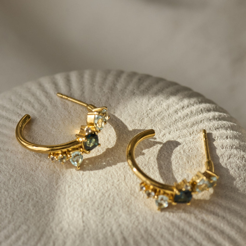 Gold Topaz Gemstone Zaria Earrings Dainty London