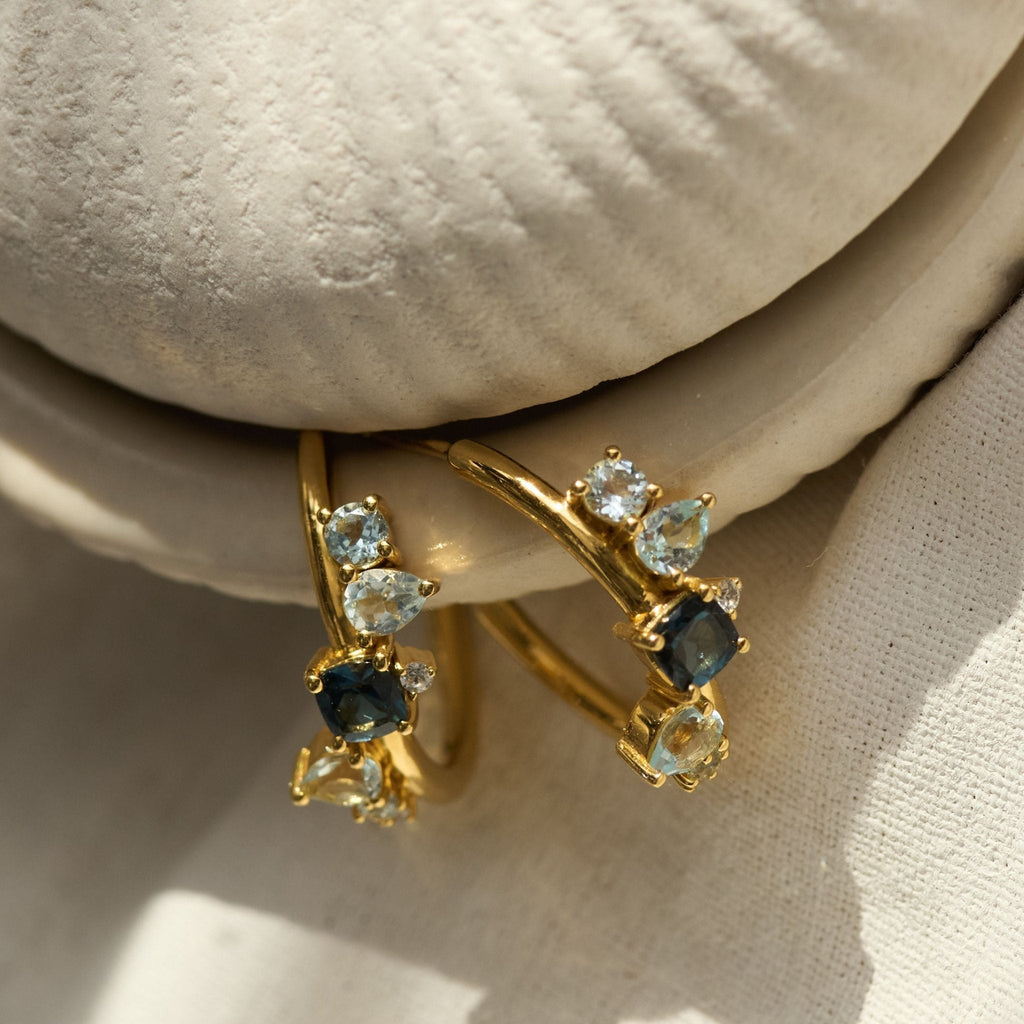 Gold Topaz Gemstone Zaria Earrings Dainty London